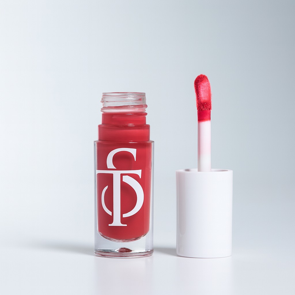 Cherry pink lip gloss